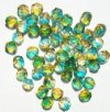 50 6mm Faceted Tri Tone Crystal, Green, & Topaz Beads